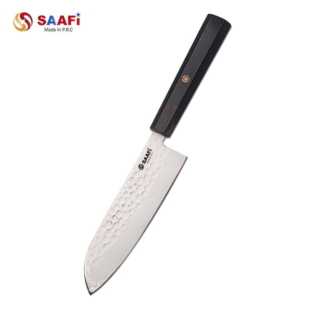 Cuchillo de chef martillado con mango de madera – Cuchillo de cocina multiusos de acero inoxidable estilo japon&eacute;s