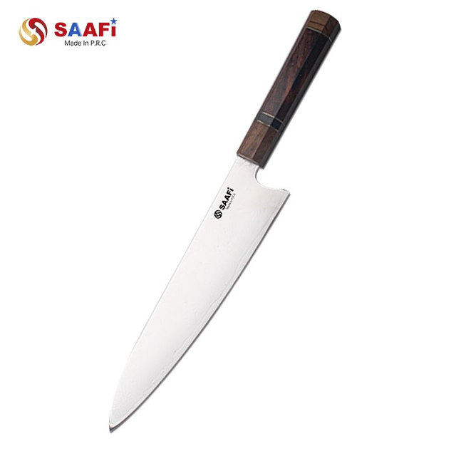 Cuchillo Santoku martillado con mango de madera – Cuchillo de cocina multiusos de estilo japon&eacute;s para corte de precisi&oacute;n