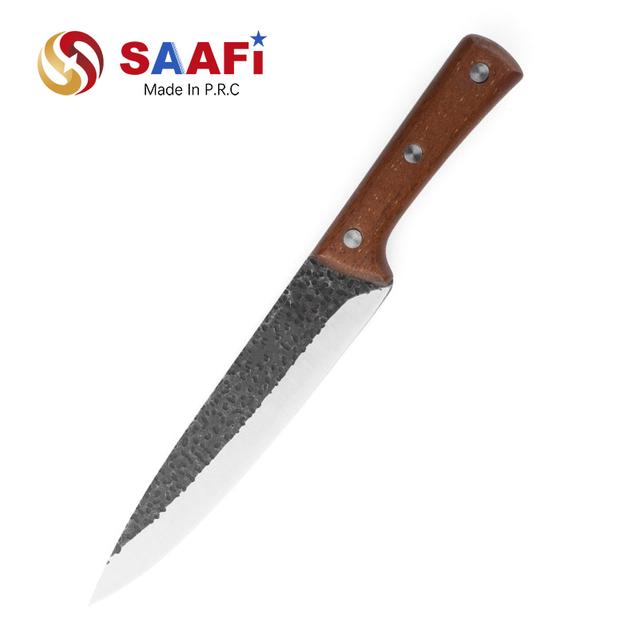 סכין שף ציפוי שחור עם ידית עץ Sapele