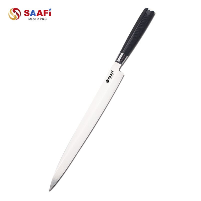 Cuchillo rebanador de acero inoxidable con mango ergon&oacute;mico – Cuchillo de cocina de hoja larga estilo japon&eacute;s