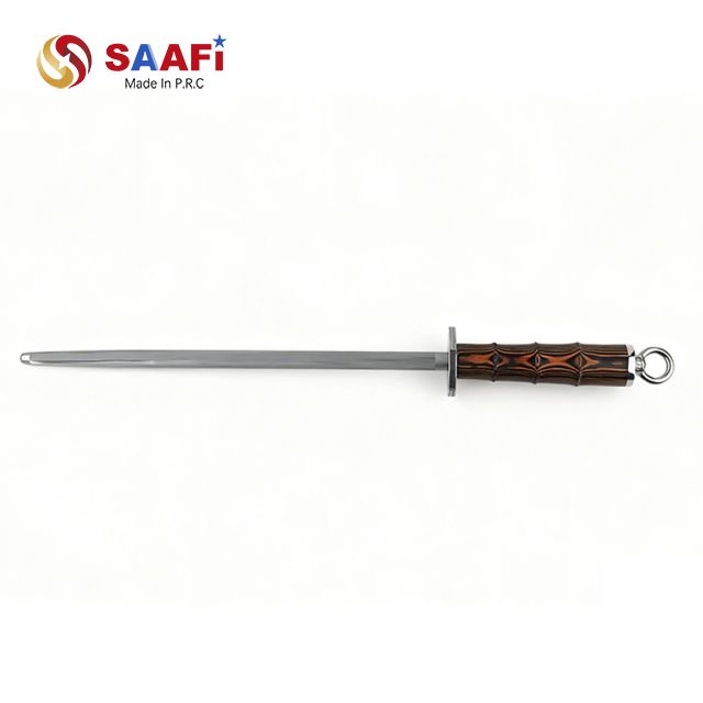 Wood Pattern Handle Honing Steel – Precision Knife Sharpening Rod para sa mga Chef at Home Kitchen