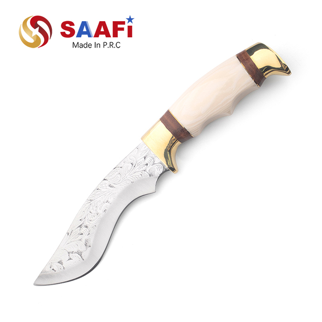 Cuchillo de hoja fija de acero de Damasco