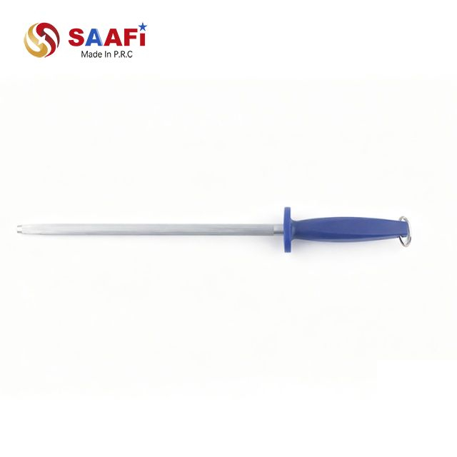 Propesyonal na Stainless Steel Sharpening Rod na may Asul na Plastic Handle