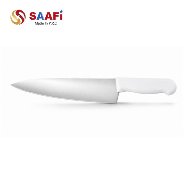Faca de chef profissional de a&ccedil;o inoxid&aacute;vel com cabo branco ergon&ocirc;mico – faca de cozinha afiada para carne e vegetais