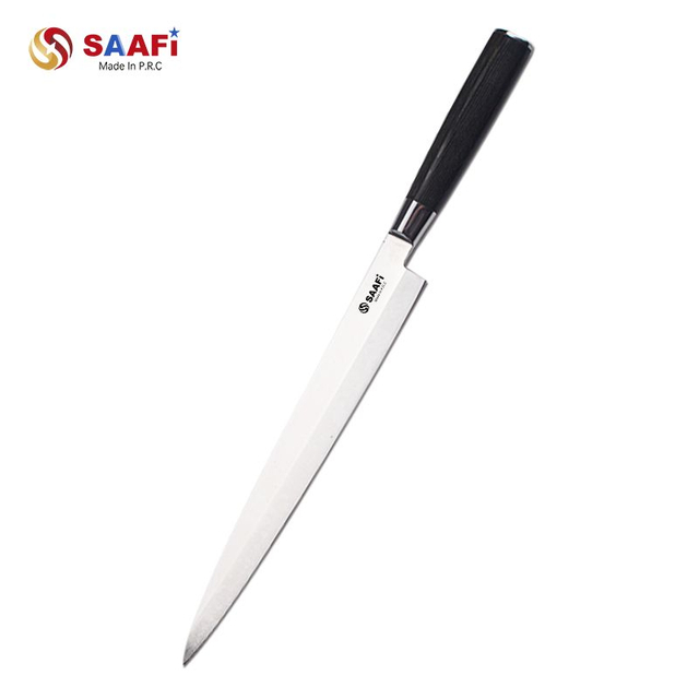 Cuchillo japon&eacute;s profesional para sashimi con mango de madera - Proveedor de cuchillos para filetes y sushi de hoja larga