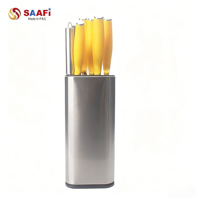 Juego de cuchillos de cocina con mango de pl&aacute;stico y bloque de almacenamiento, juego de cuchillos de chef de acero inoxidable para cocina casera