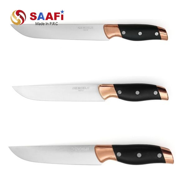Cuchillo de chef con mango de oro rosa – Cuchillo de cocina de acero inoxidable para cortar carne y verduras